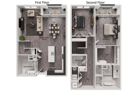 Floor plan for 2 beds, 3 baths, 1656 sqft